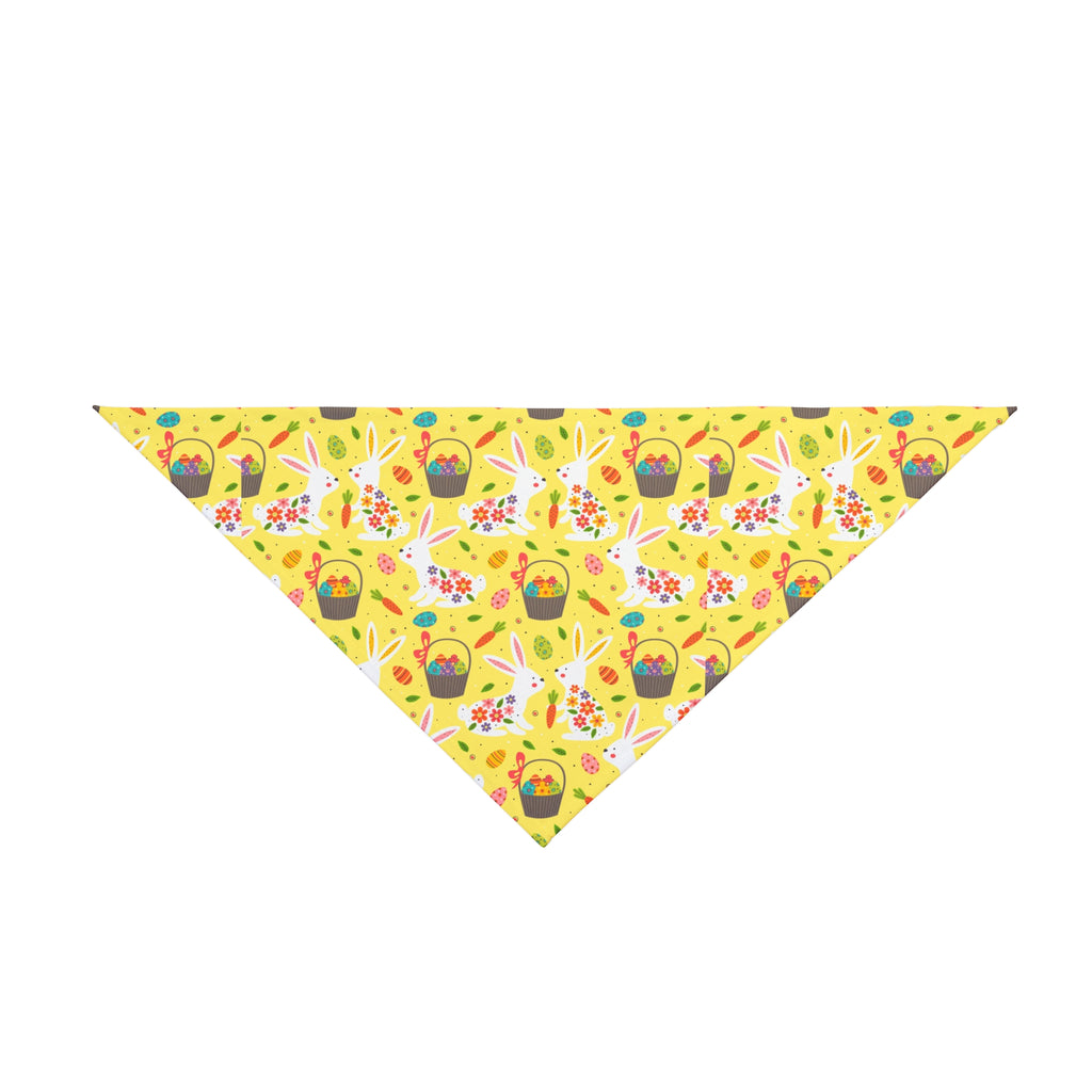 Easter Bunny & Basket Pet Bandana — Yellow Spring Floral Dog Bandana