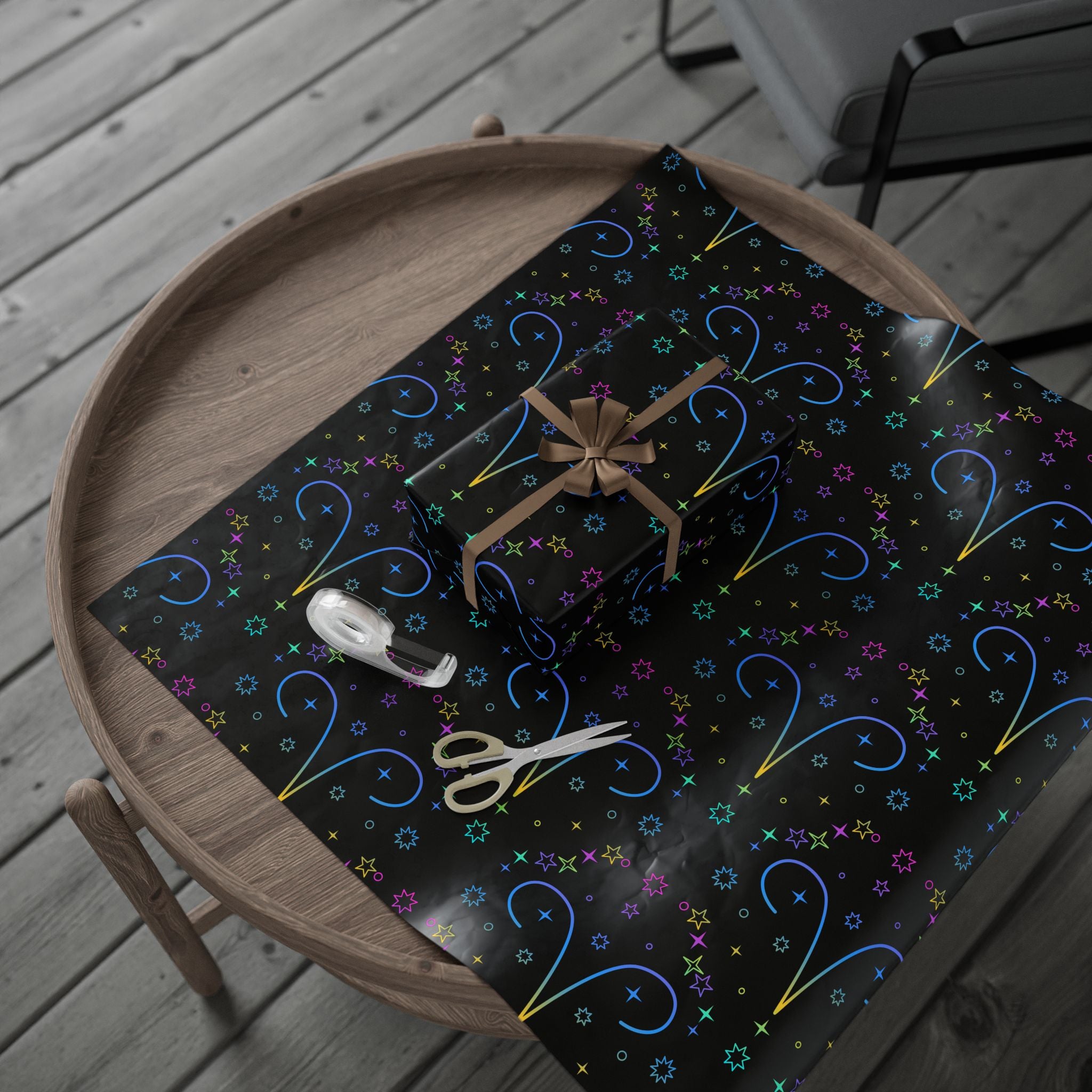 Neon Aries Constellation Wrapping Paper |Galaxy Gift Wrap