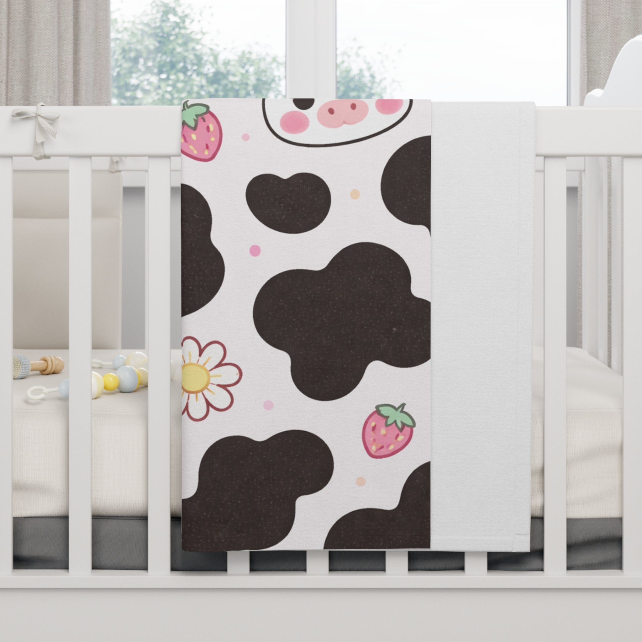 Kawaii Cow Pattern Baby Blanket