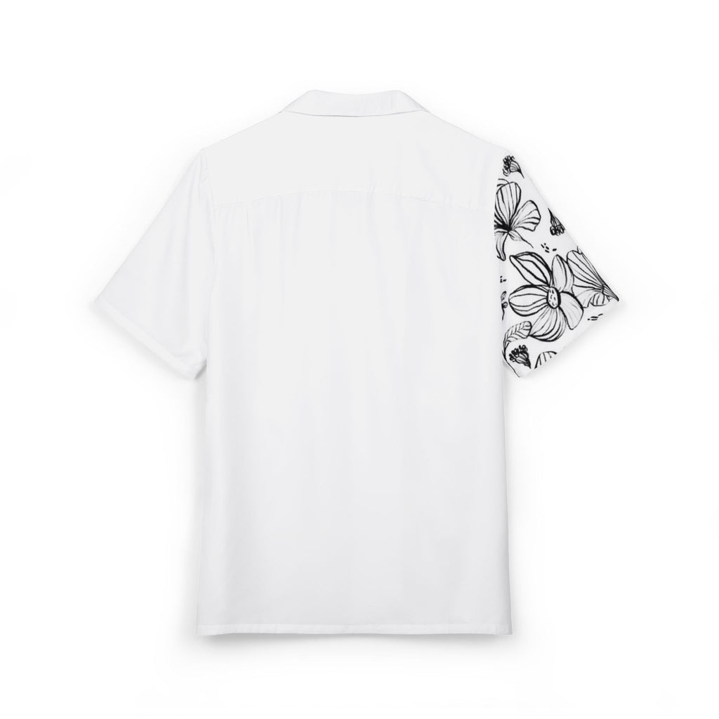 Floral Hawaiian Shirt — Monochrome Floral Sketch