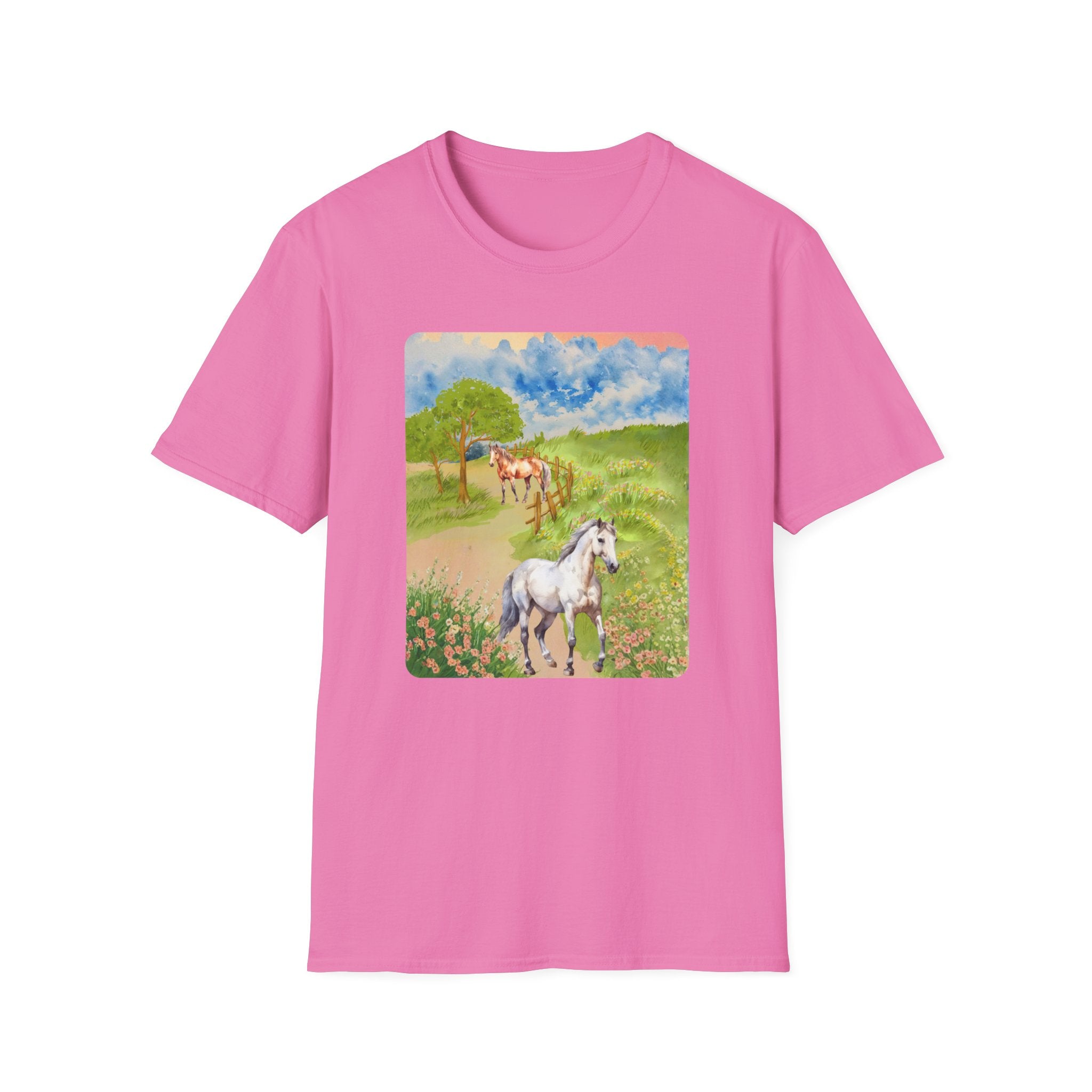 Horses in the pasture T-Shirt | Watercolor Meadow Scene