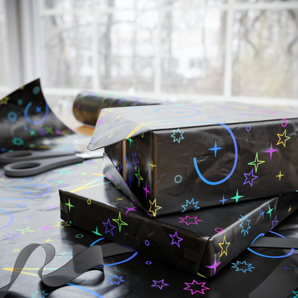 Neon Aries Constellation Wrapping Paper |Galaxy Gift Wrap