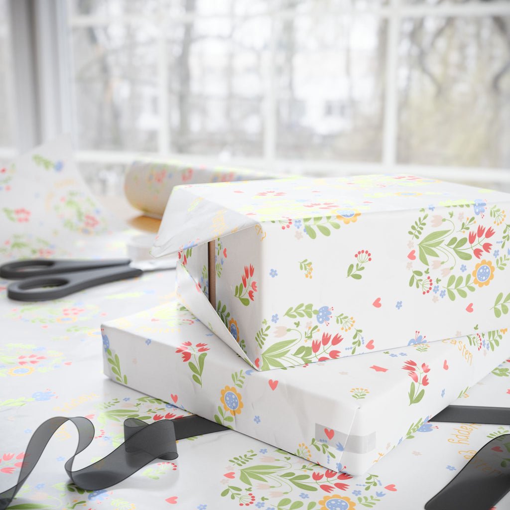 Floral Easter Wreath Wrapping Paper | Spring