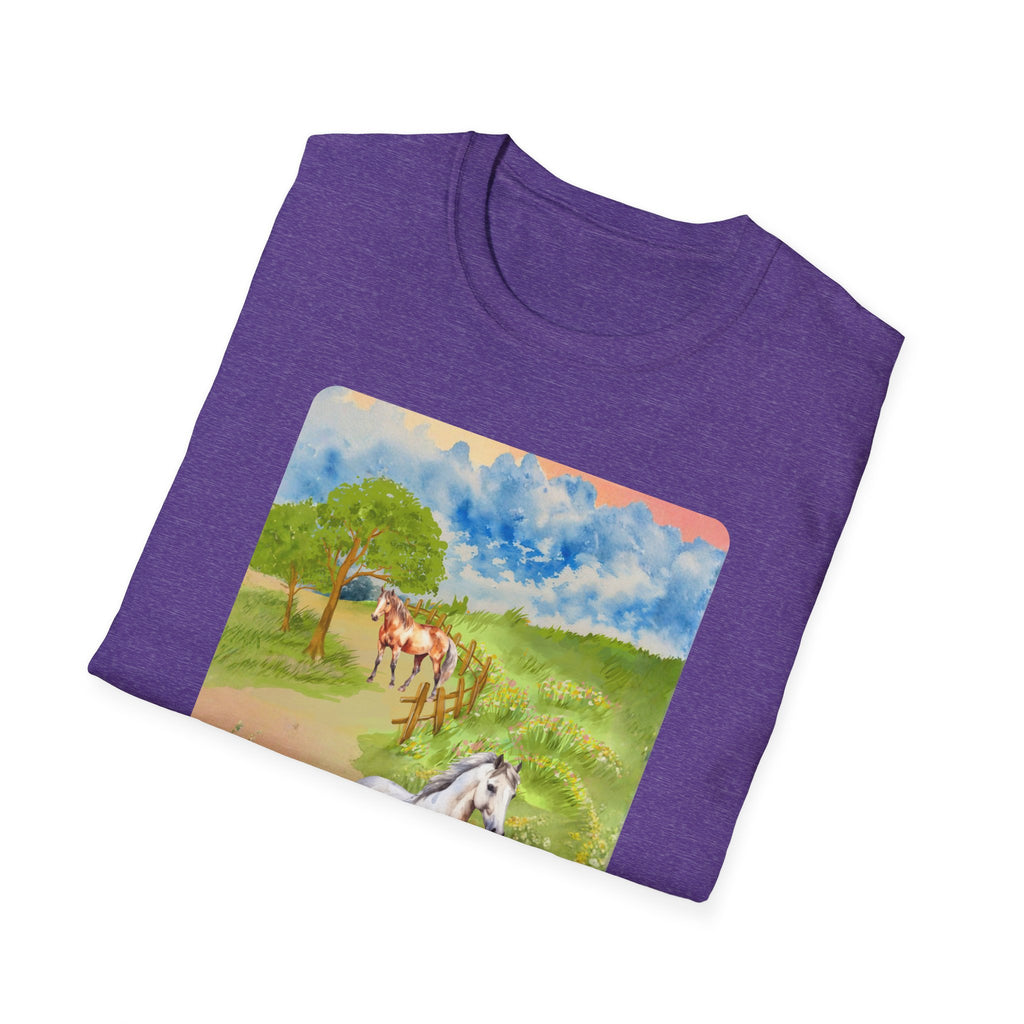 Horses in the pasture T-Shirt | Watercolor Meadow Scene