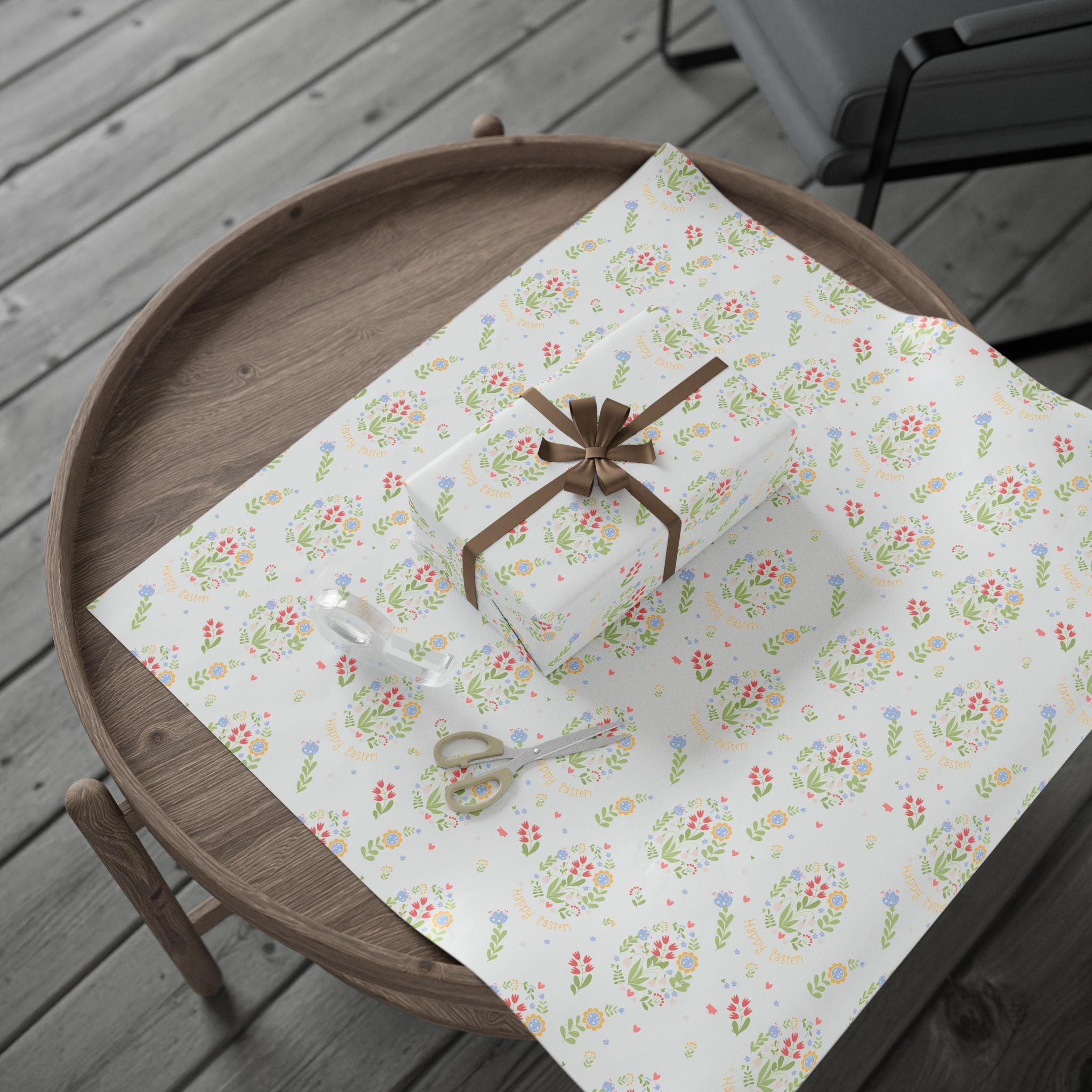 Floral Easter Wreath Wrapping Paper | Spring