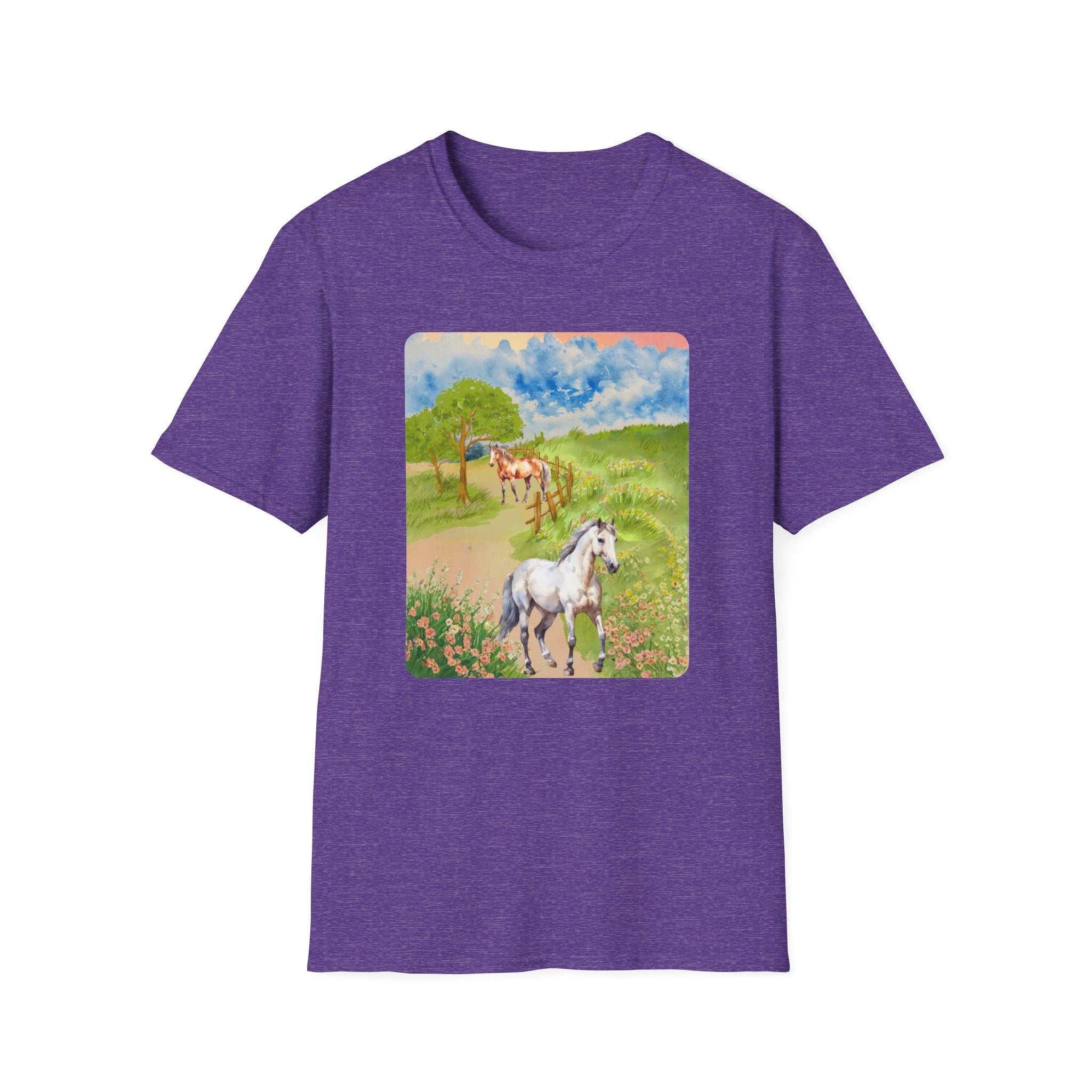 Horses in the pasture T-Shirt | Watercolor Meadow Scene