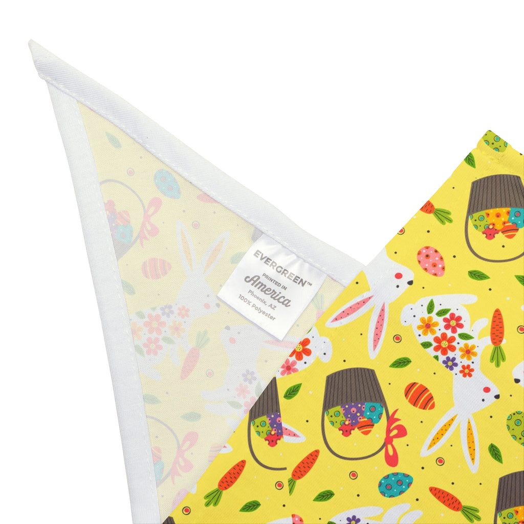 Easter Bunny & Basket Pet Bandana — Yellow Spring Floral Dog Bandana