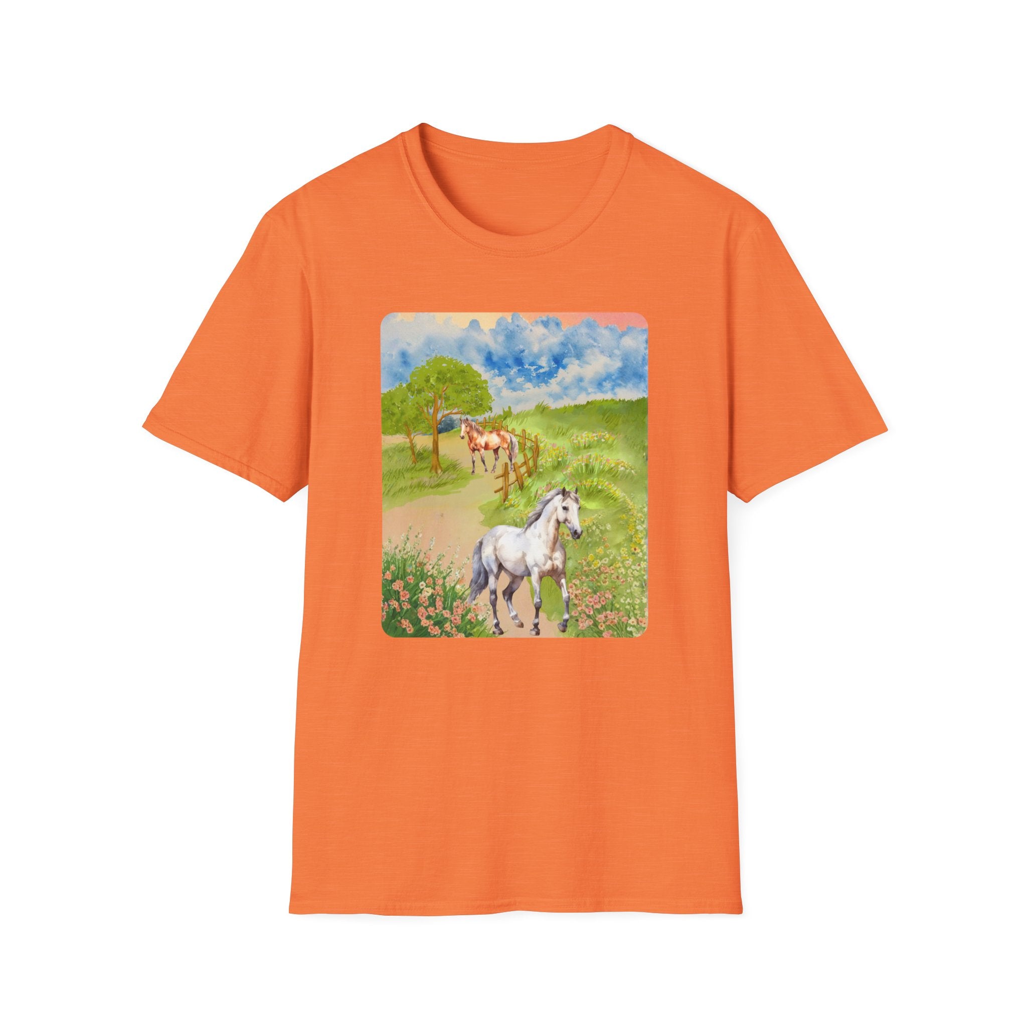 Horses in the pasture T-Shirt | Watercolor Meadow Scene