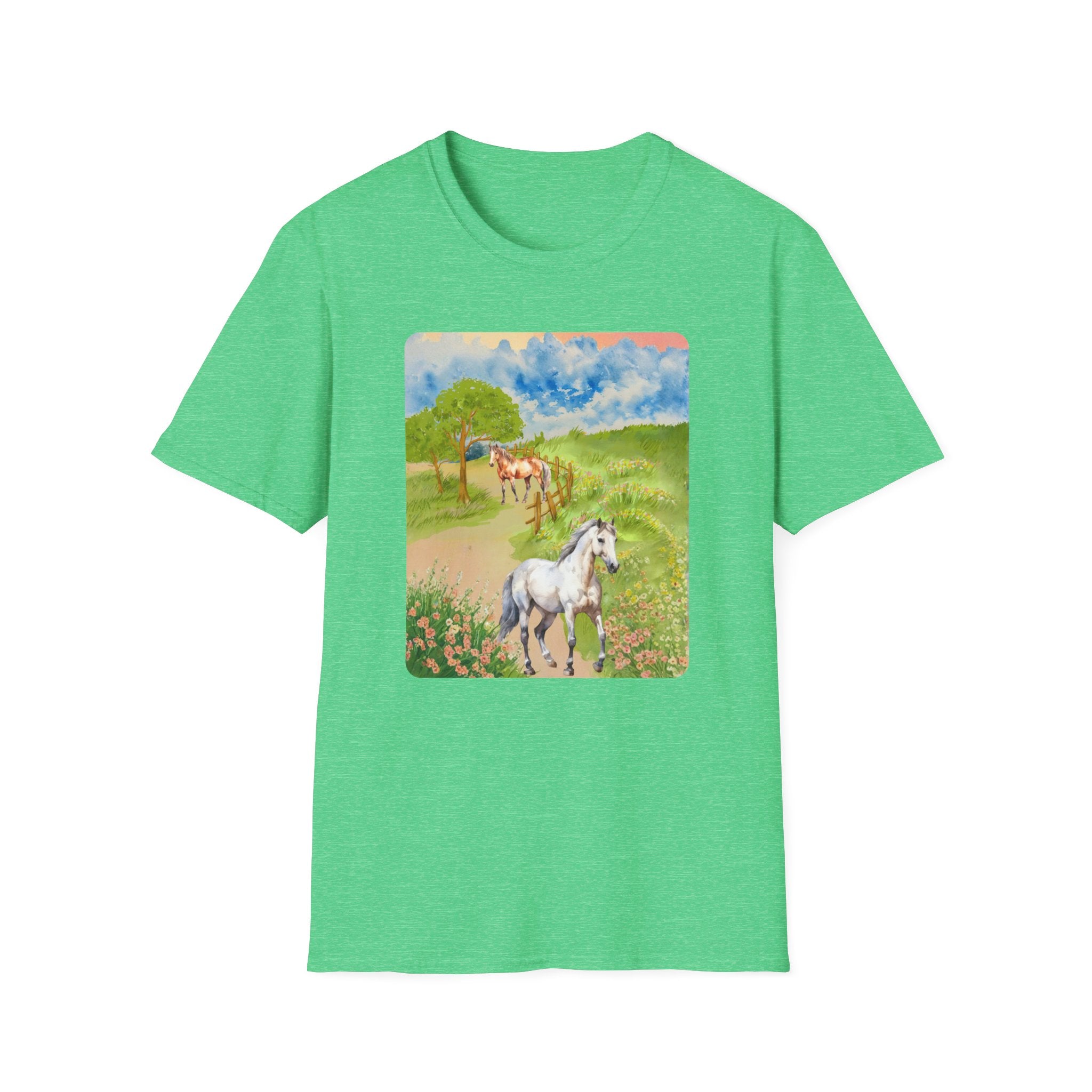 Horses in the pasture T-Shirt | Watercolor Meadow Scene