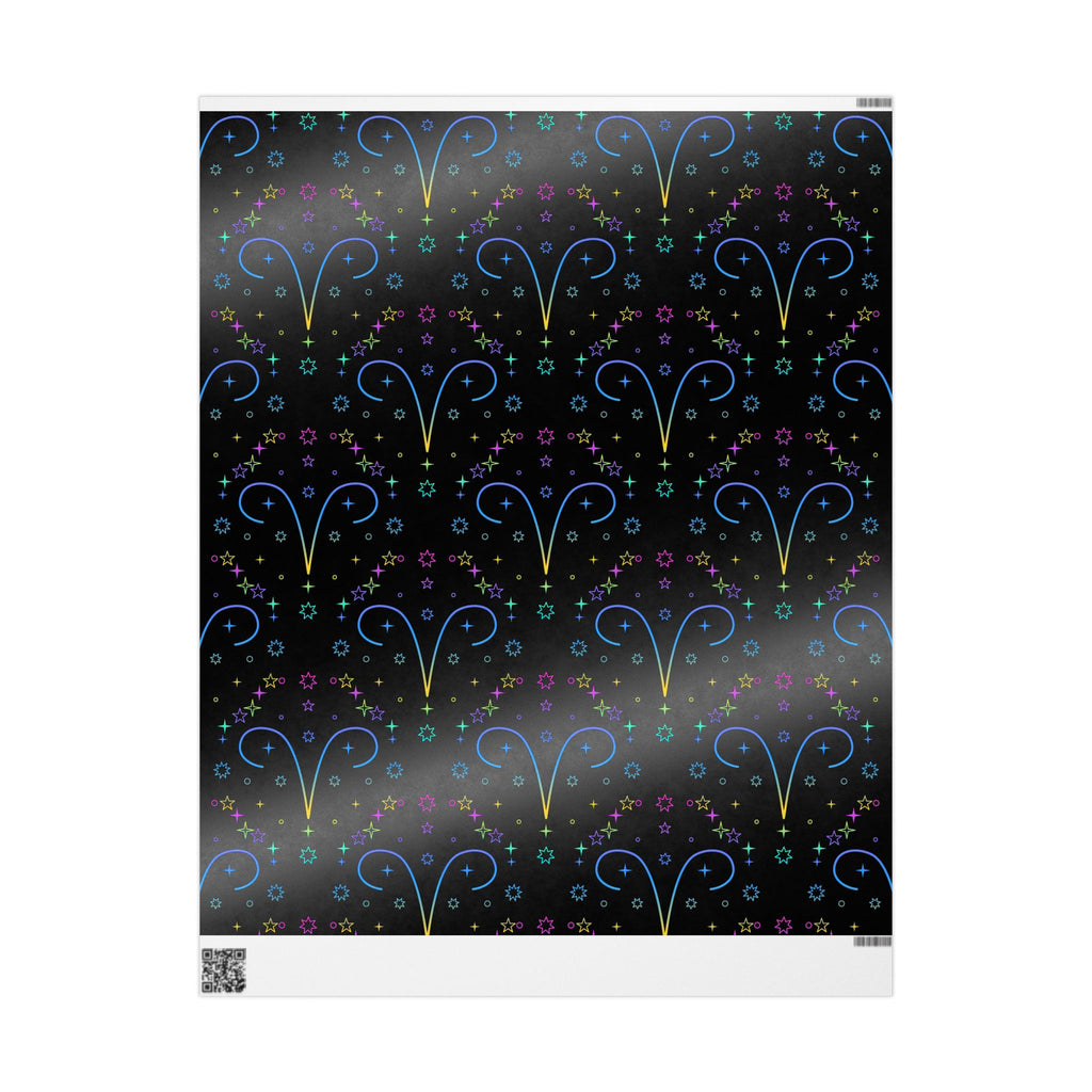 Neon Aries Constellation Wrapping Paper |Galaxy Gift Wrap