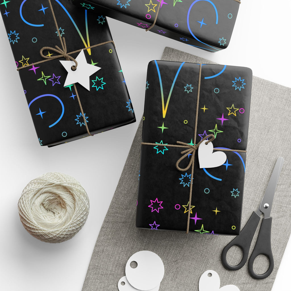 Neon Aries Constellation Wrapping Paper |Galaxy Gift Wrap