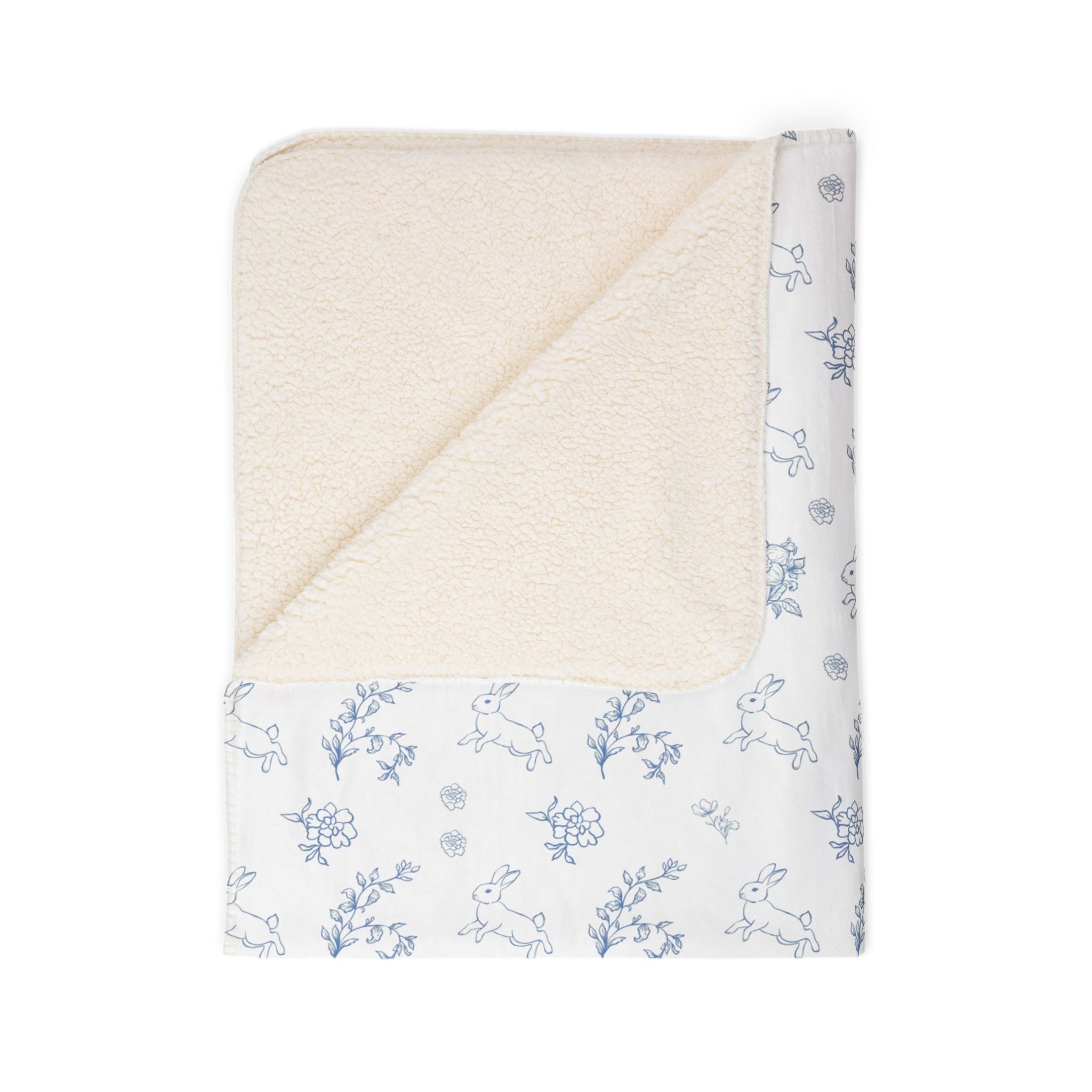 Vintage Easter Floral Pattern Fleece Sherpa Blanket