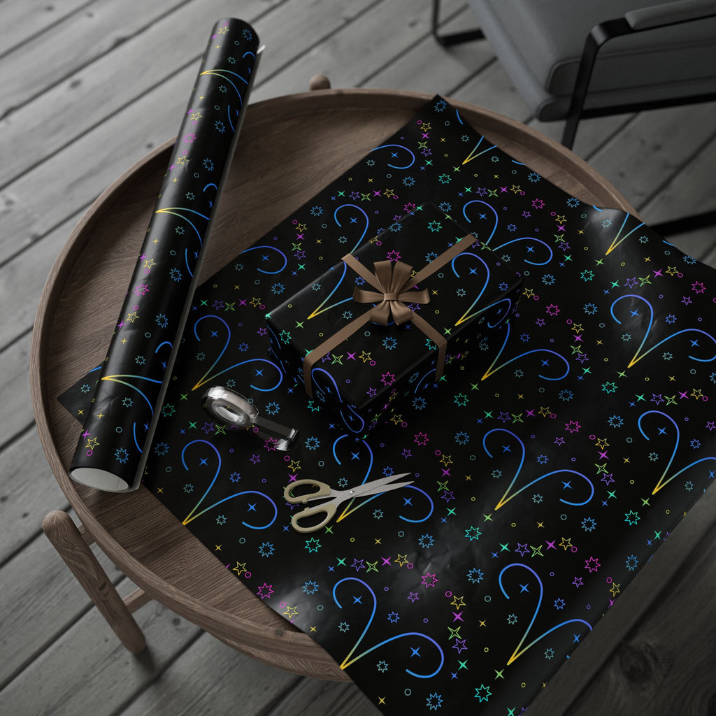 Neon Aries Constellation Wrapping Paper |Galaxy Gift Wrap