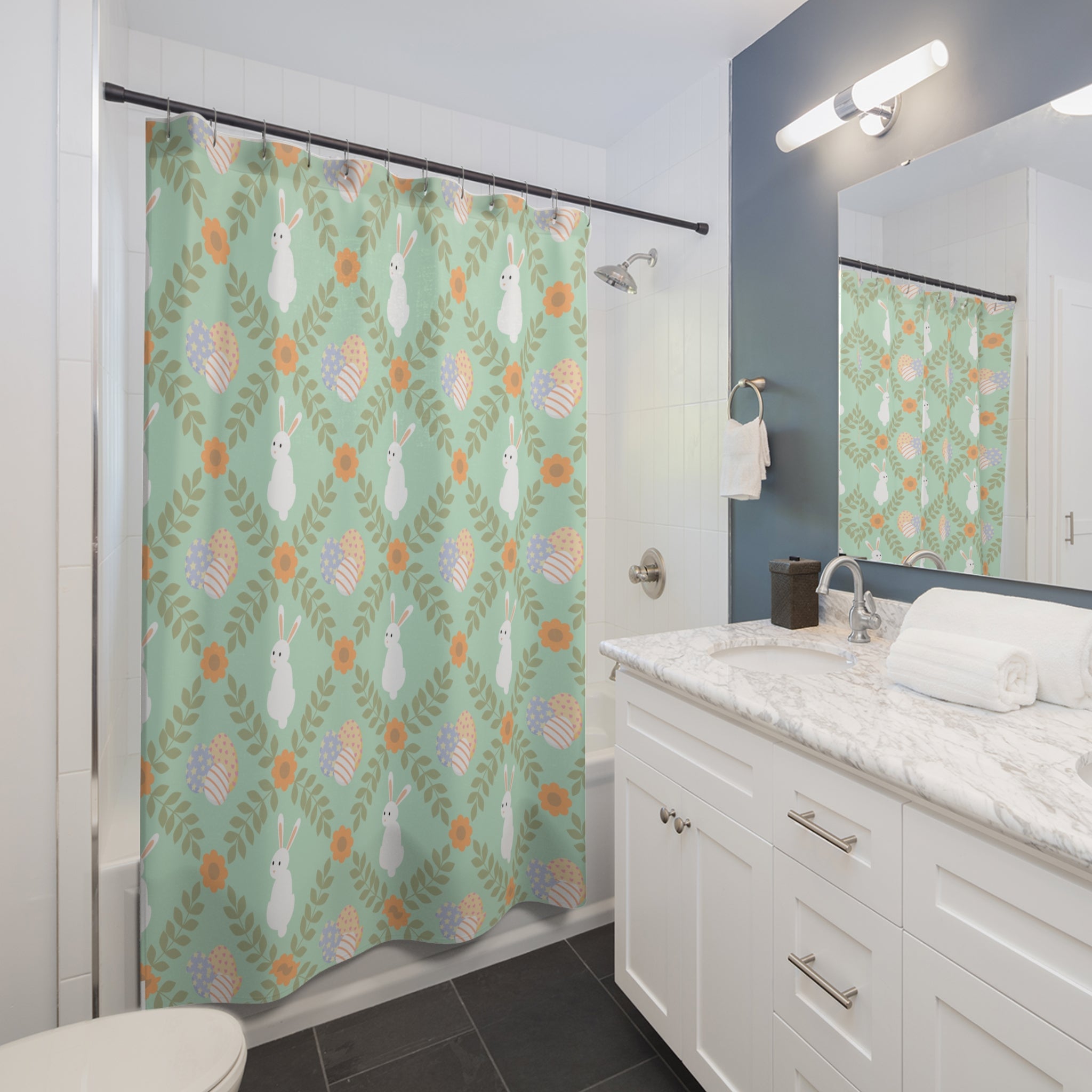 Easter Bunny Pattern Shower Curtain
