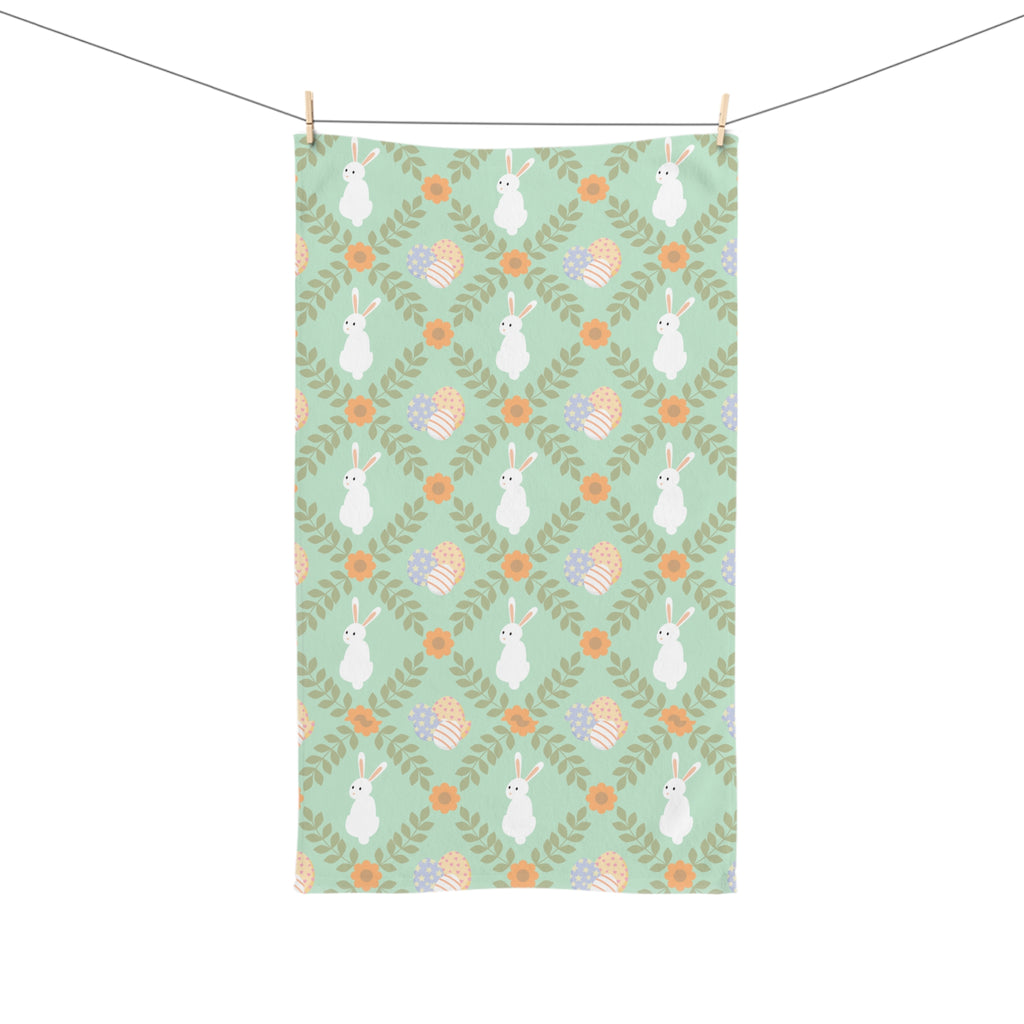 Easter Bunny Floral Pattern Hand Towel