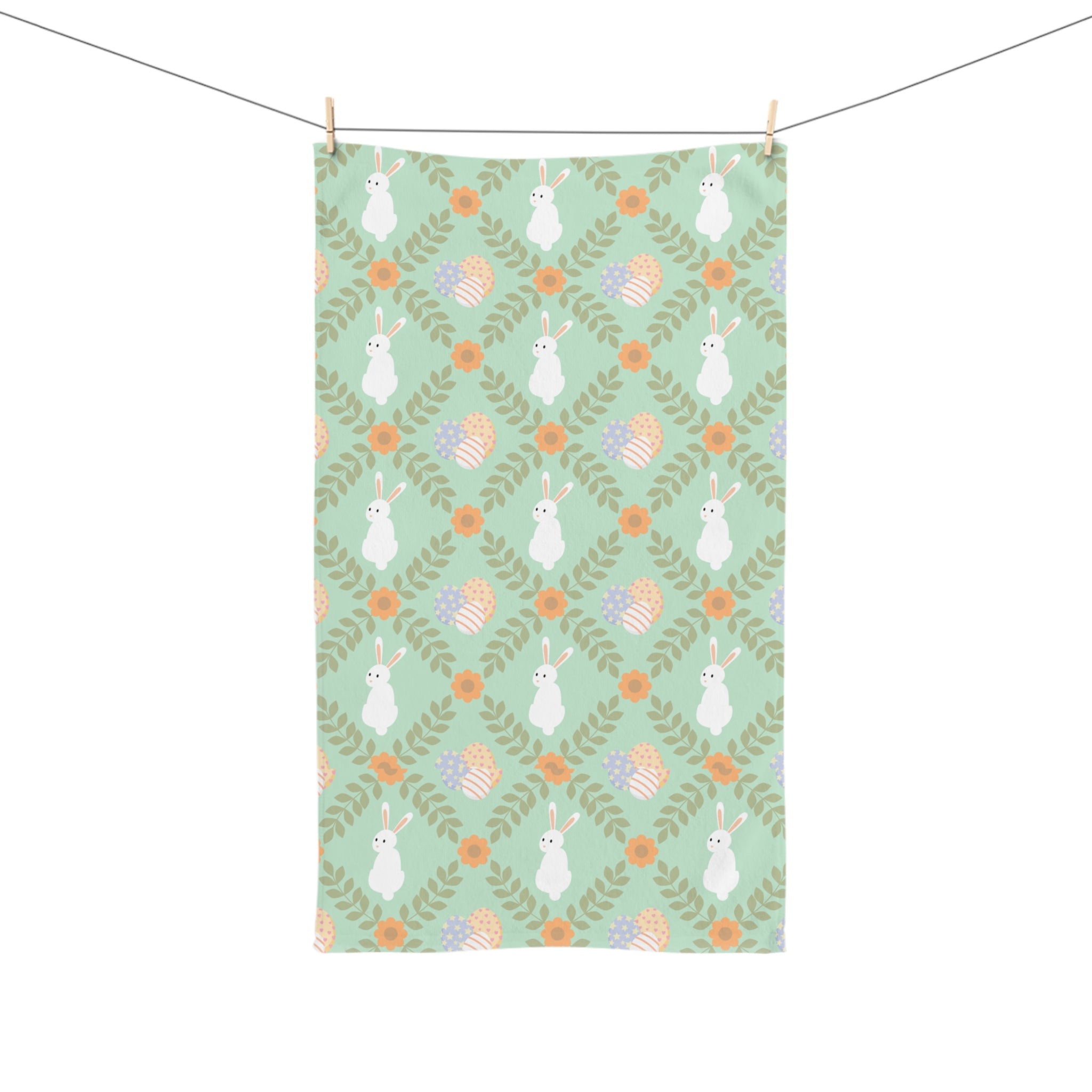 Easter Bunny Floral Pattern Hand Towel