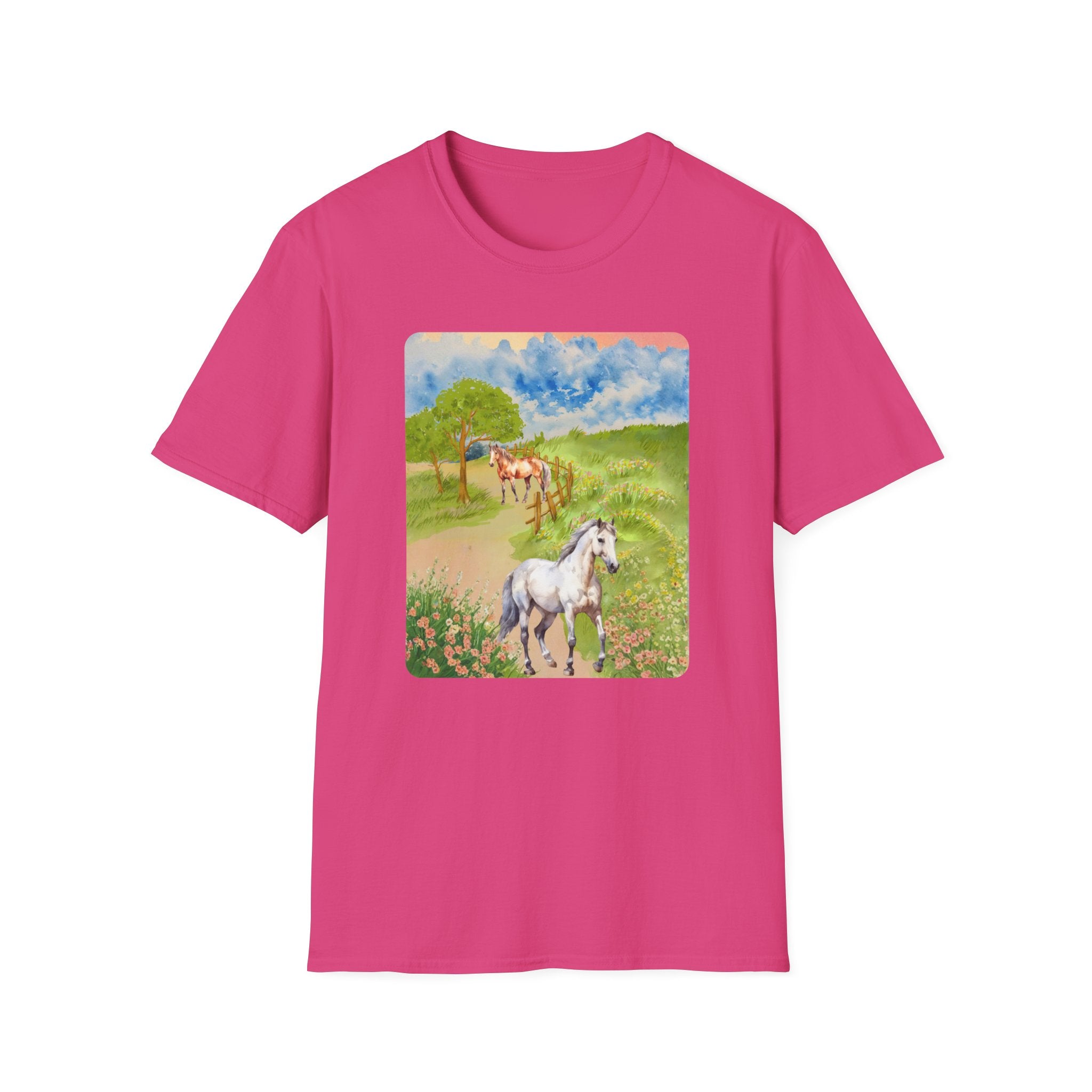 Horses in the pasture T-Shirt | Watercolor Meadow Scene